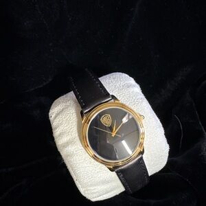Warner Bros Watch Collection Black and Gold Watch with Logo
